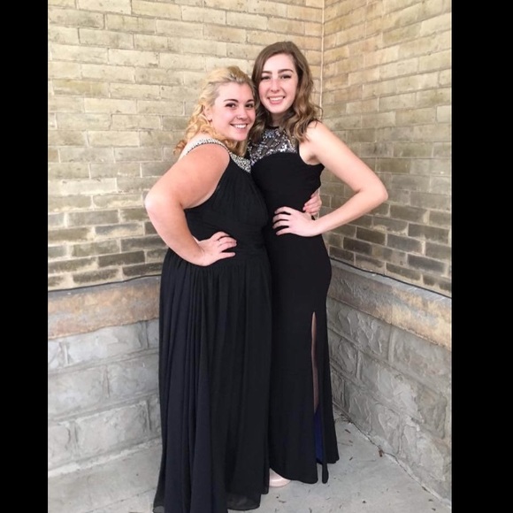 Windsor Black Long dress with Mesh Jewel Neckline - Picture 7 of 8